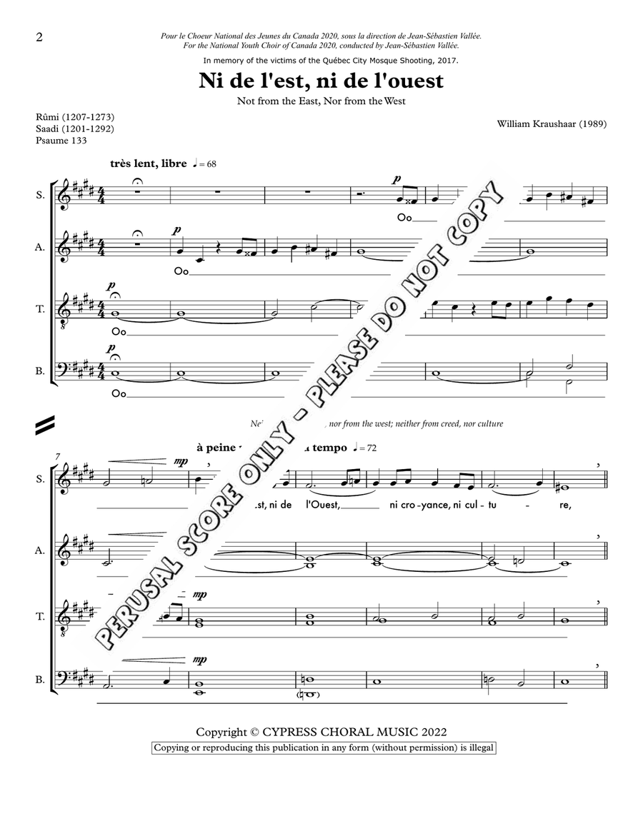 Ni De L’est, Ni De L’quest - Without Fugue 4-Part scores gallery preview page 2