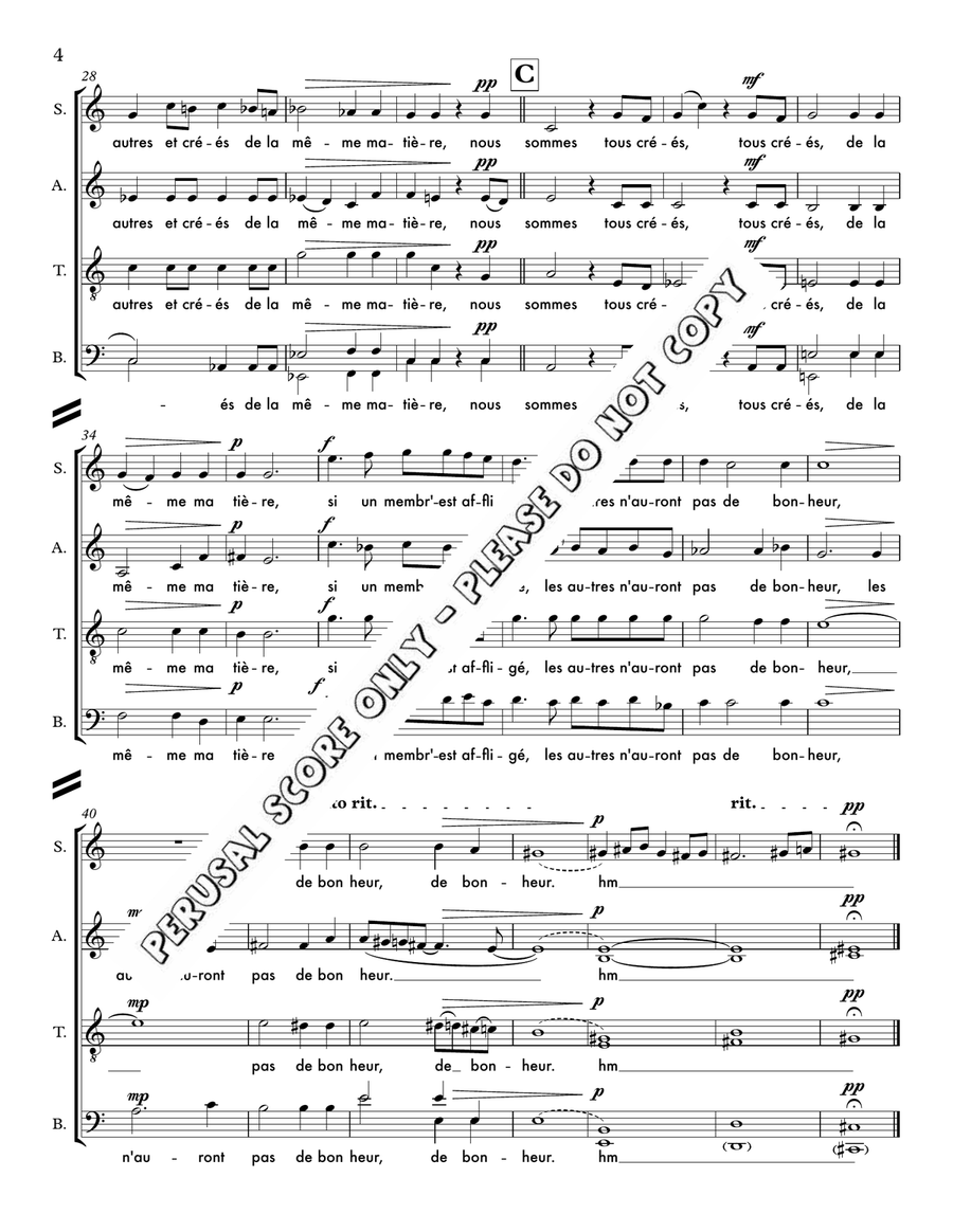 Ni De L’est, Ni De L’quest - Without Fugue 4-Part scores gallery preview page 4