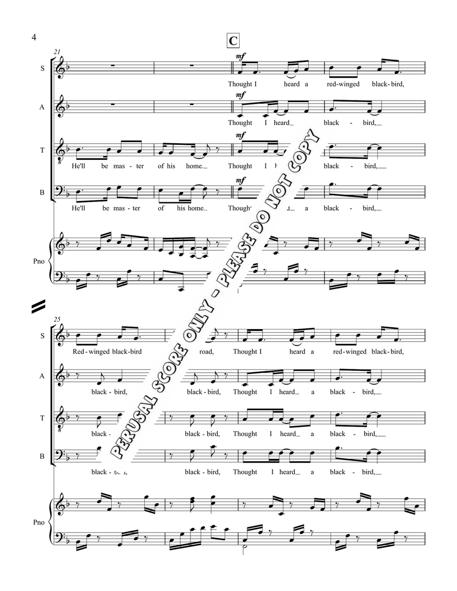 Red-Winged Blackbird Red-Winged Blackbird 4-Part scores gallery preview page 4