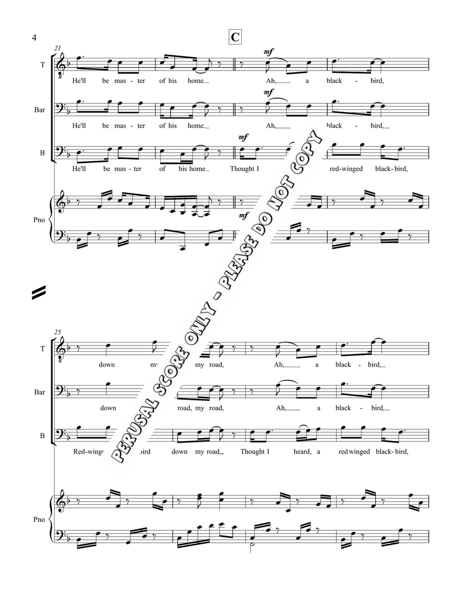 Red-Winged Blackbird Red-Winged Blackbird 3-Part scores gallery preview page 4
