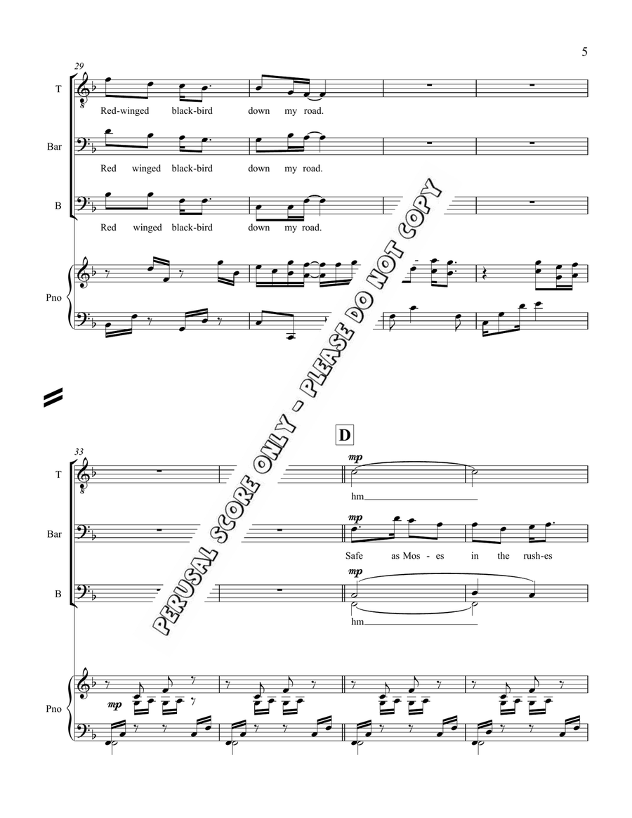 Red-Winged Blackbird Red-Winged Blackbird 3-Part scores gallery preview page 5