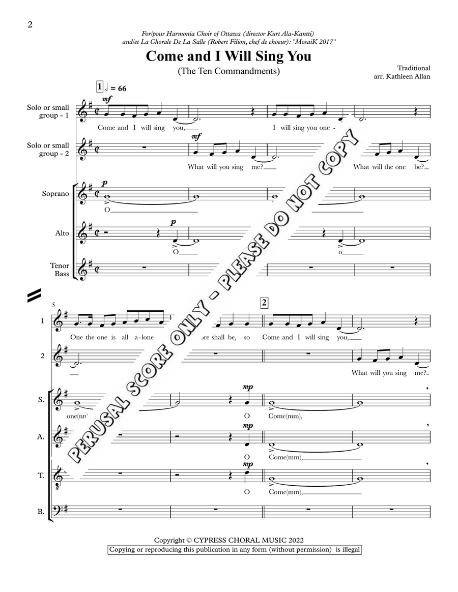 Come And I Will Sing You Come And I Will Sing You 4-Part scores gallery preview page 2