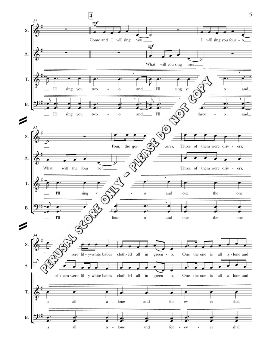 Come And I Will Sing You Come And I Will Sing You 4-Part scores gallery preview page 5