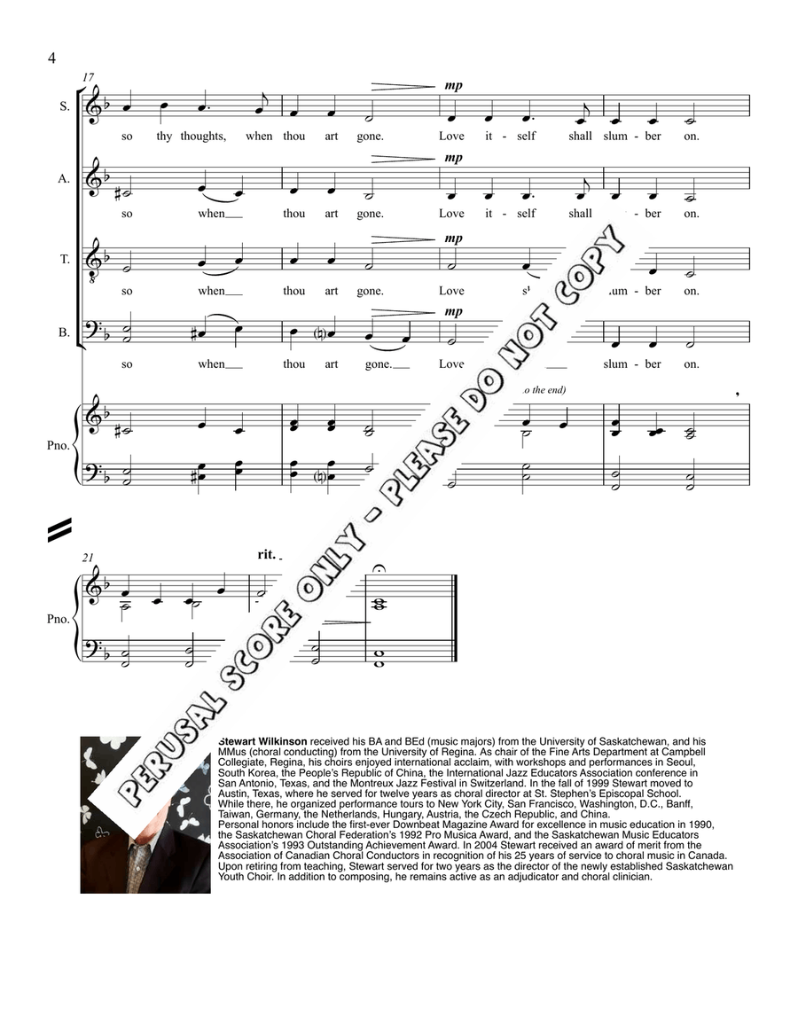 Music When Soft Voices Die 4-Part scores gallery preview page 4
