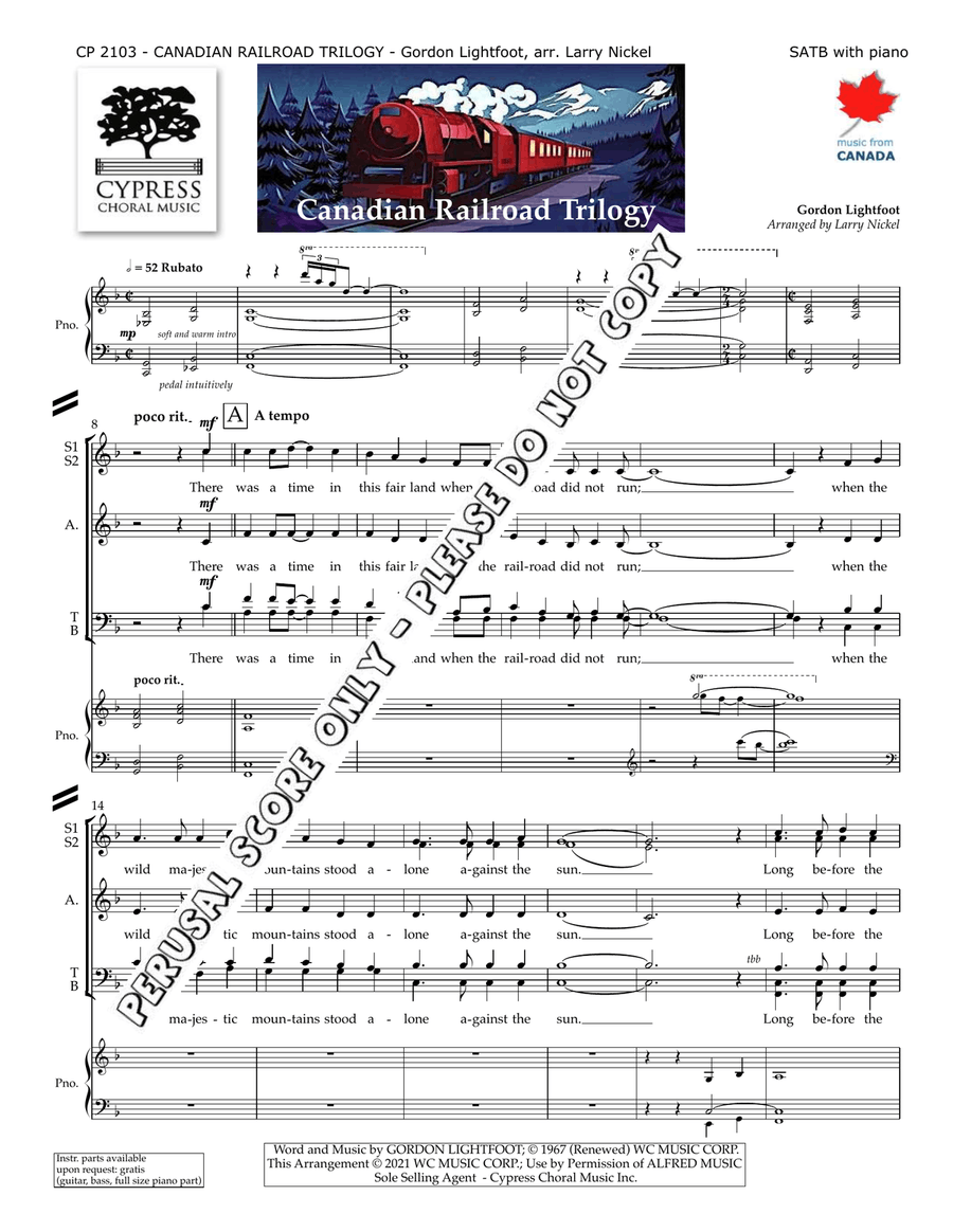 Canadian Railroad Trilogy 4-Part scores gallery preview page 2