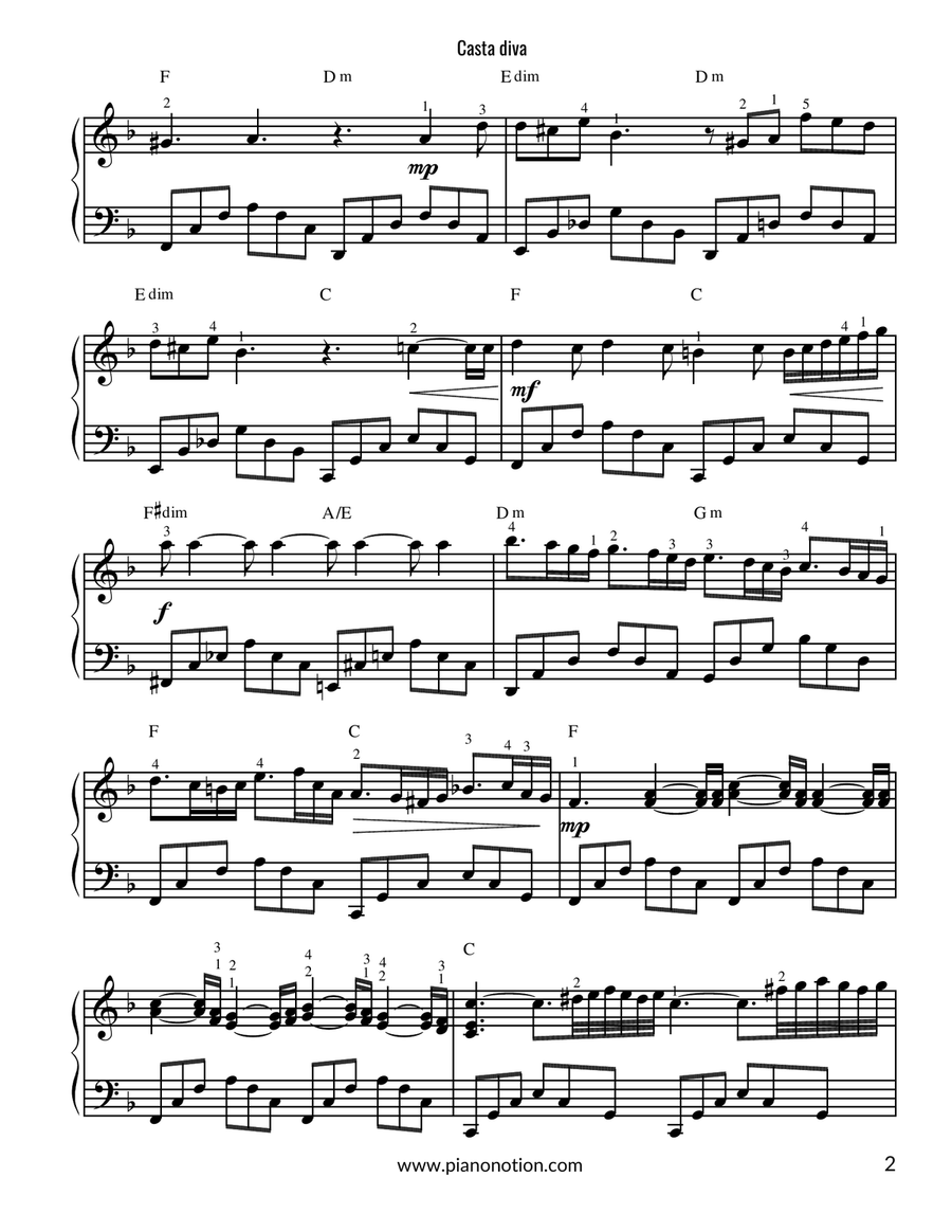 Casta diva (Piano Solo) Casta diva (Piano Solo) Easy Piano scores gallery preview page 2