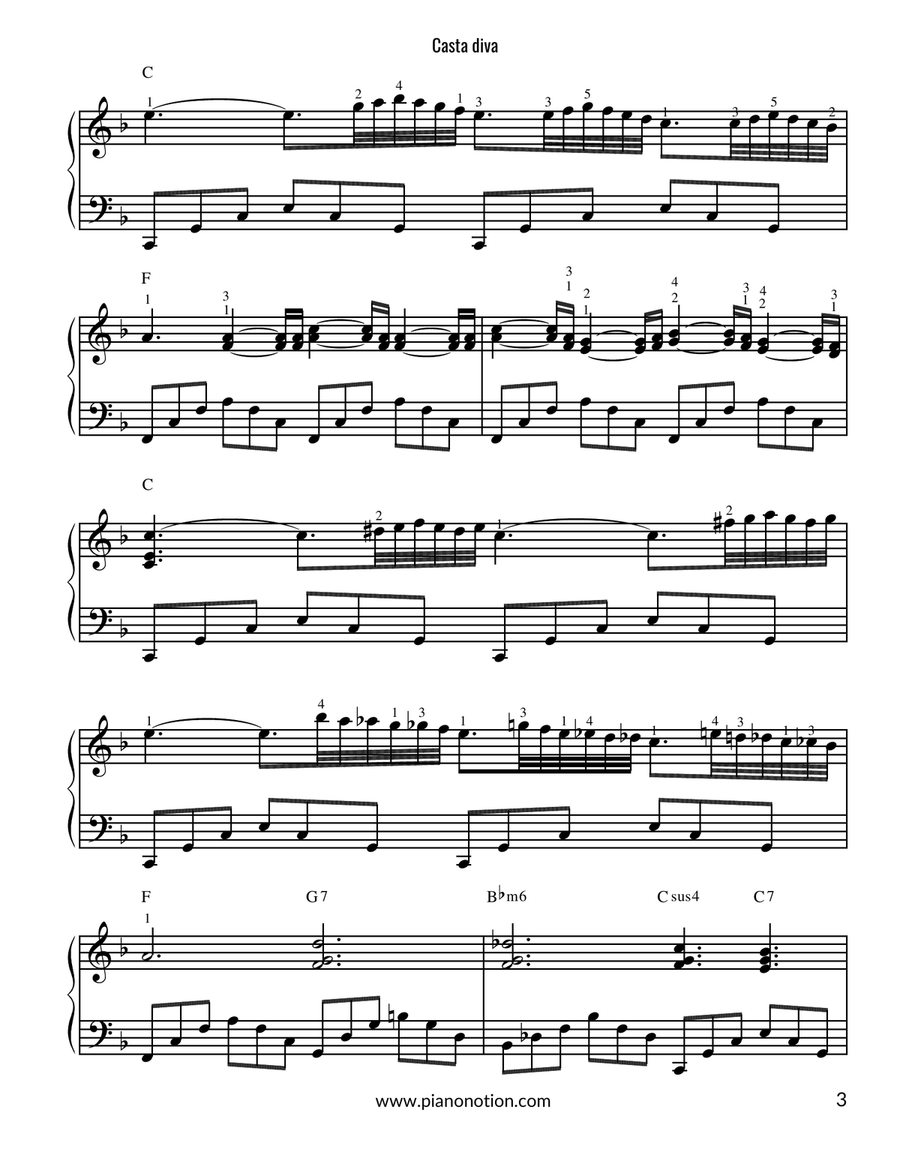 Casta diva (Piano Solo) Casta diva (Piano Solo) Easy Piano scores gallery preview page 3
