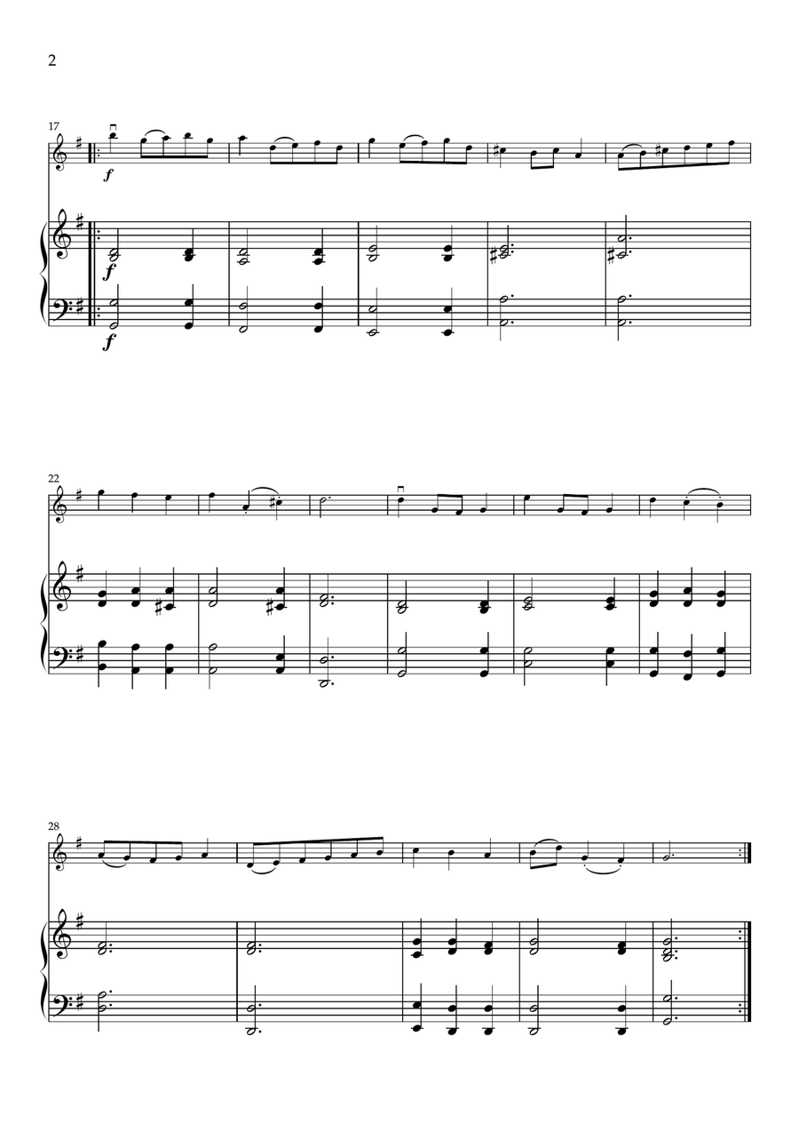 Minueto I in G Major, BWV Anhang 114 (Violin and Piano) Violin Solo scores gallery preview page 2