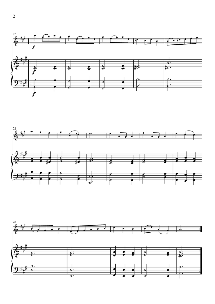 Minueto I in A Major, BWV Anhang 114 (Flute and Piano) Flute Solo scores gallery preview page 2