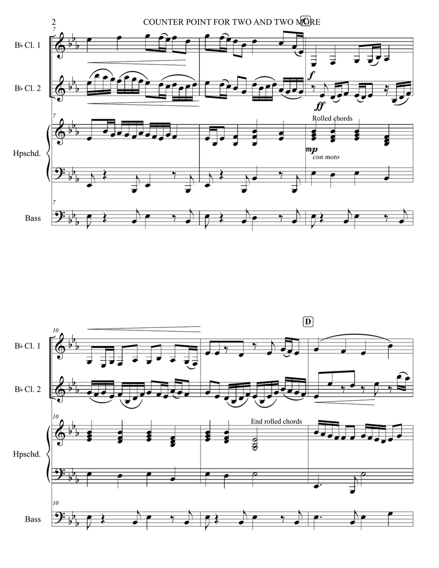 COUNTER POINT FOR TWO AND TWO MORE Clarinet Duet scores gallery preview page 2