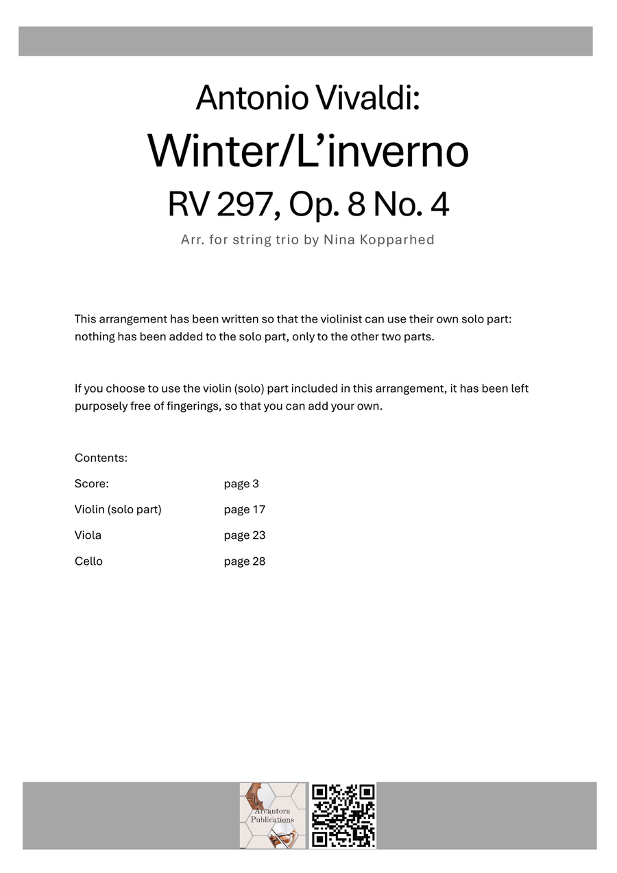 Vivaldi: Winter (complete) for string trio String Trio scores gallery preview page 2