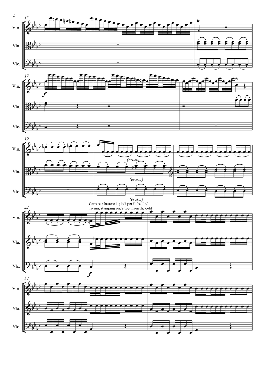 Vivaldi: Winter (complete) for string trio String Trio scores gallery preview page 4
