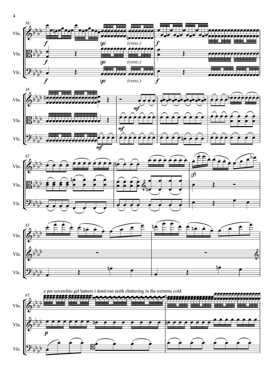 Vivaldi: Winter (complete) for string trio String Trio scores gallery preview page 6