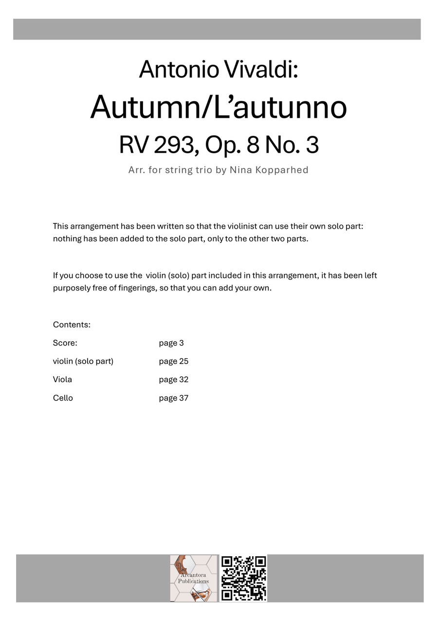 Vivaldi: Autumn (complete) for string trio String Trio scores gallery preview page 2