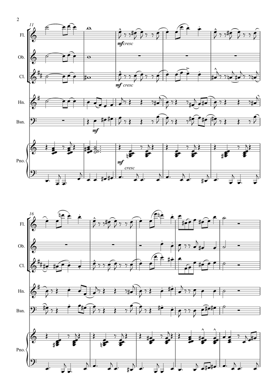 The Sneaky Piranha: wind quintet and piano Bassoon scores gallery preview page 3