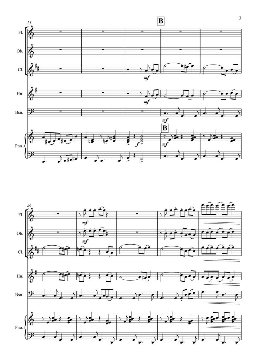 The Sneaky Piranha: wind quintet and piano Bassoon scores gallery preview page 4