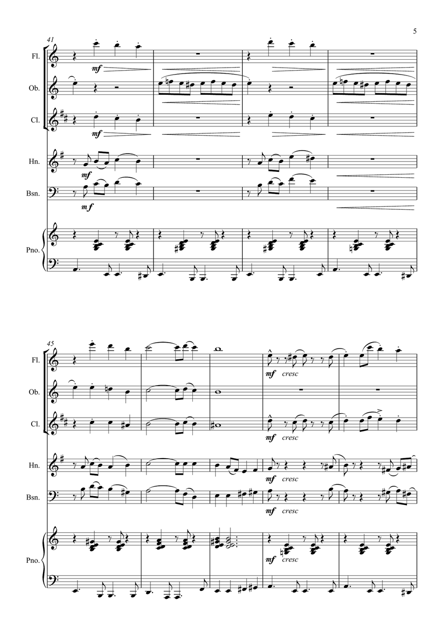 The Sneaky Piranha: wind quintet and piano Bassoon scores gallery preview page 6