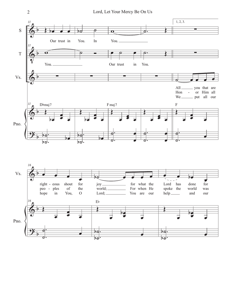 Lord, Let Your Mercy Be On Us (Duet for Soprano and Tenor solo) Tenor Voice scores gallery preview page 2