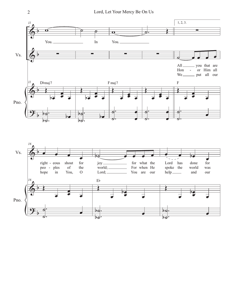 Lord, Let Your Mercy Be On Us (Vocal solo) Piano, Vocal scores gallery preview page 2