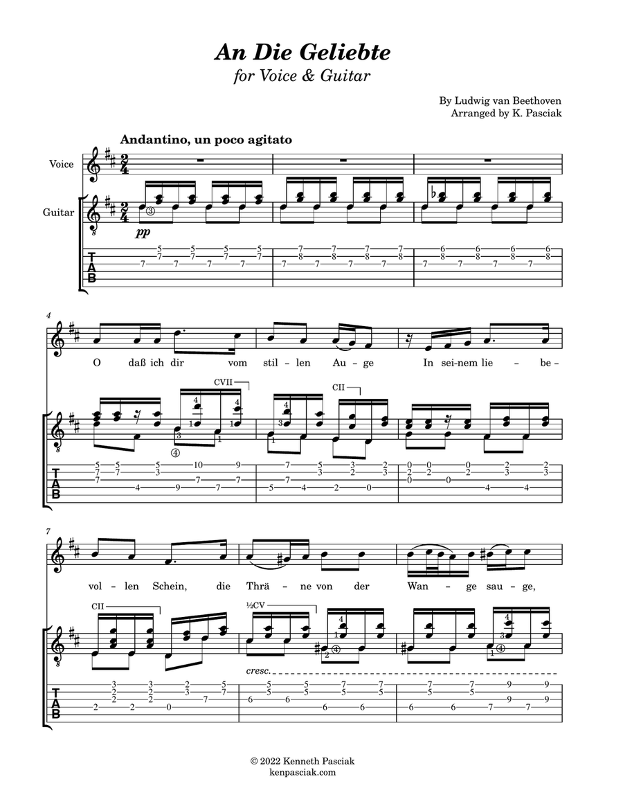 An Die Geliebte (for Voice and Guitar) Chamber Music scores gallery preview page 3