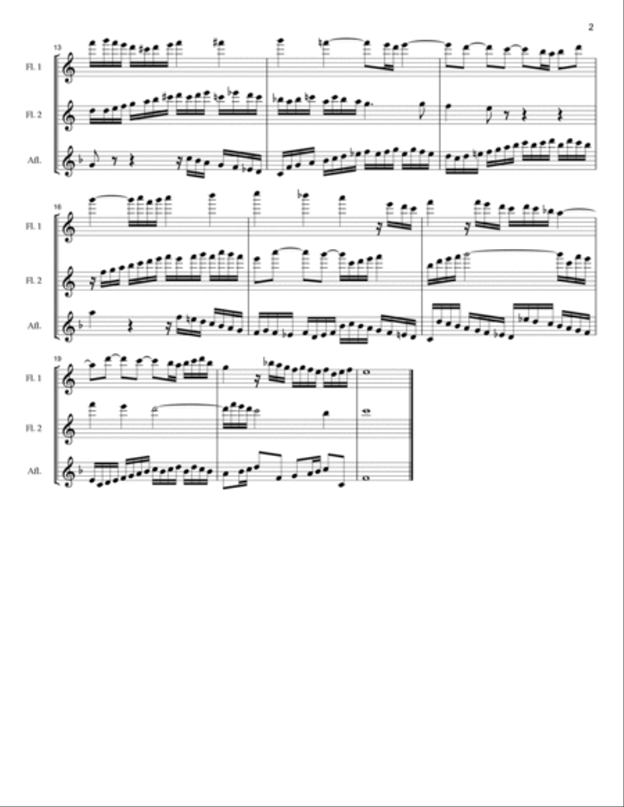 Sinfonia 1 by J.S. Bach for 2 Flutes and Alto Flute Woodwind Trio scores gallery preview page 2