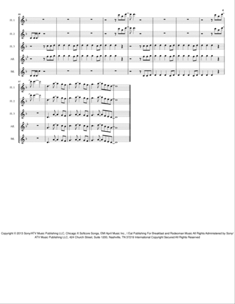 My Songs Know What You Did In The Dark (light Em Up) Woodwind Quintet scores gallery preview page 4