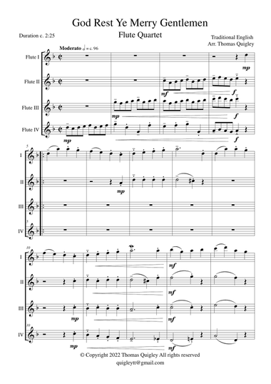 God Rest Ye Merry Gentlemen (Flute Quartet)