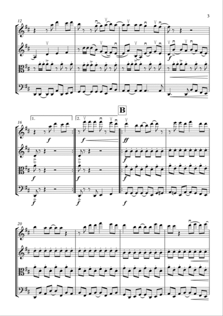 Feliz Navidad String Quartet scores gallery preview page 3