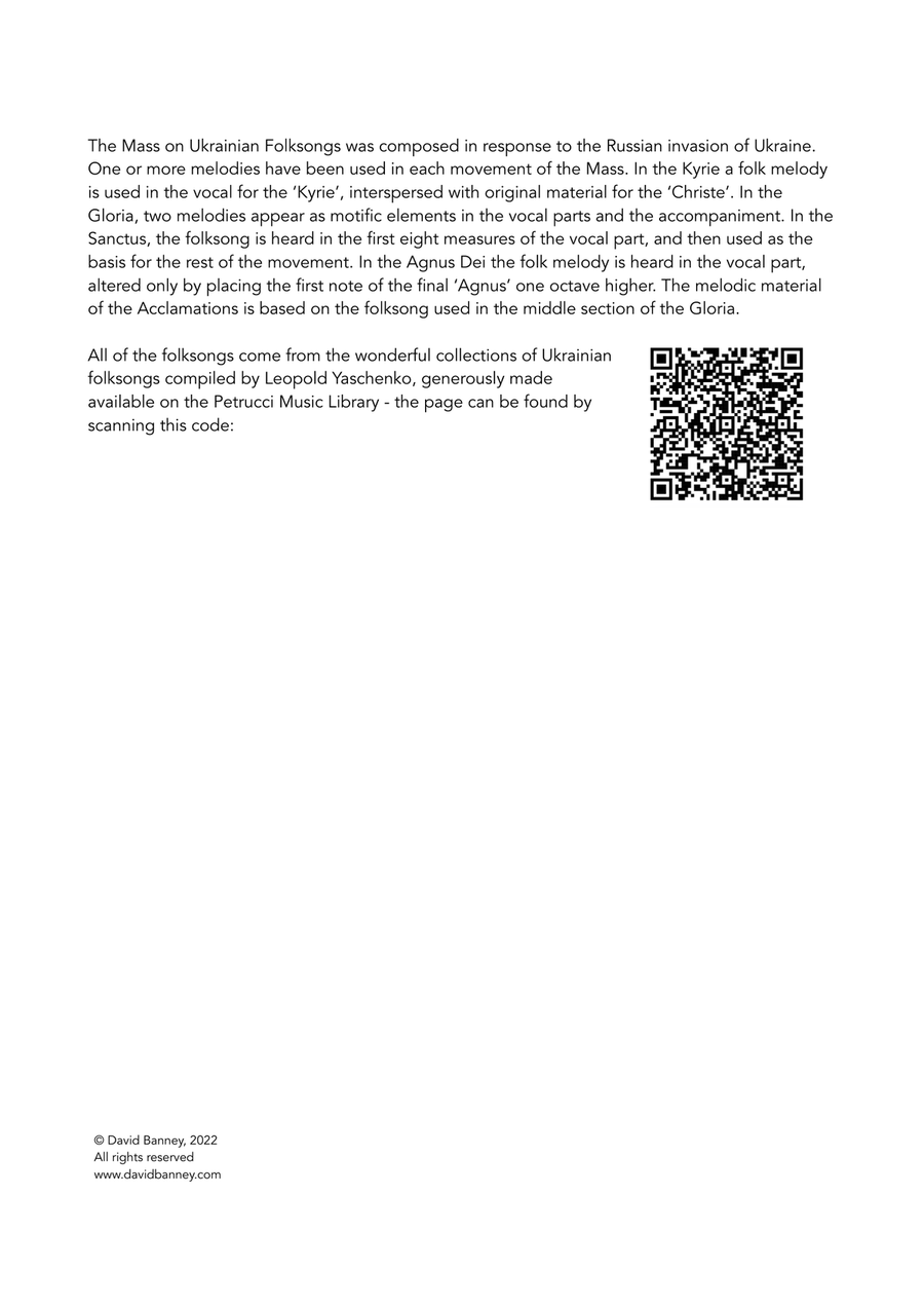 Mass on Ukrainian Folksongs SSA scores gallery preview page 2