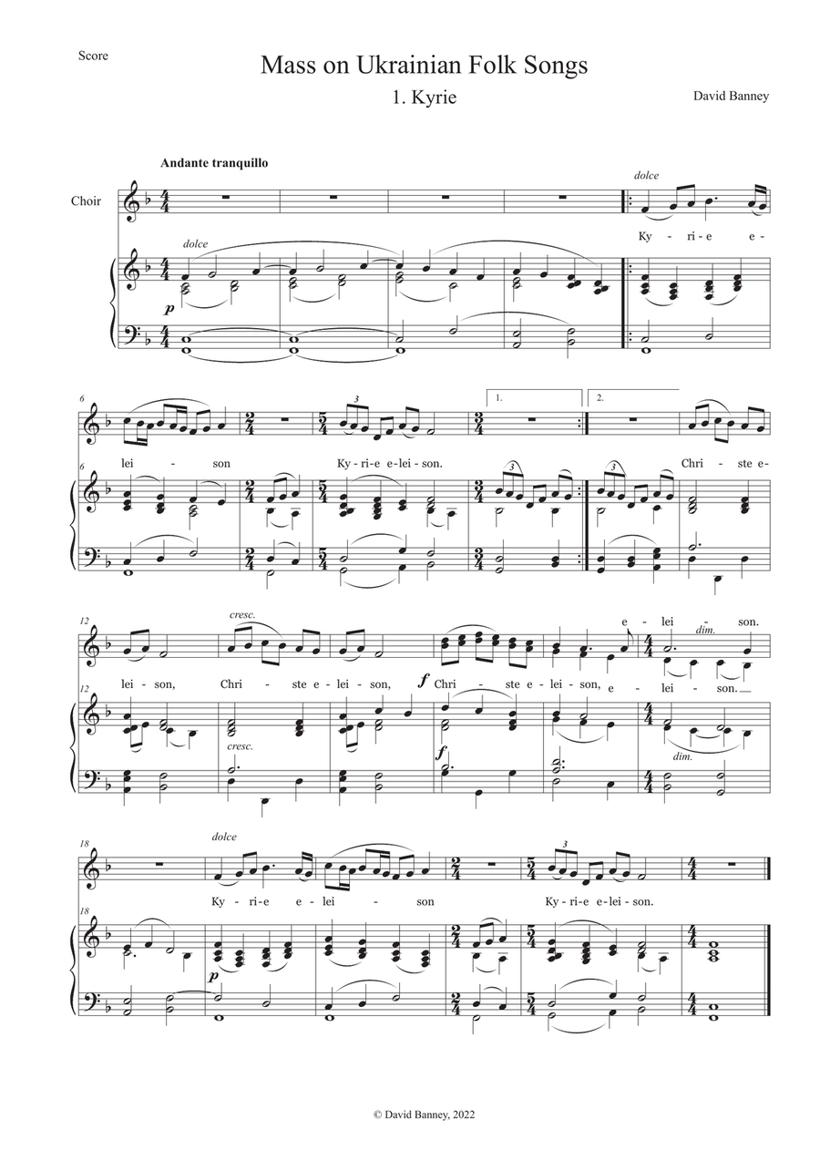 Mass on Ukrainian Folksongs SSA scores gallery preview page 3