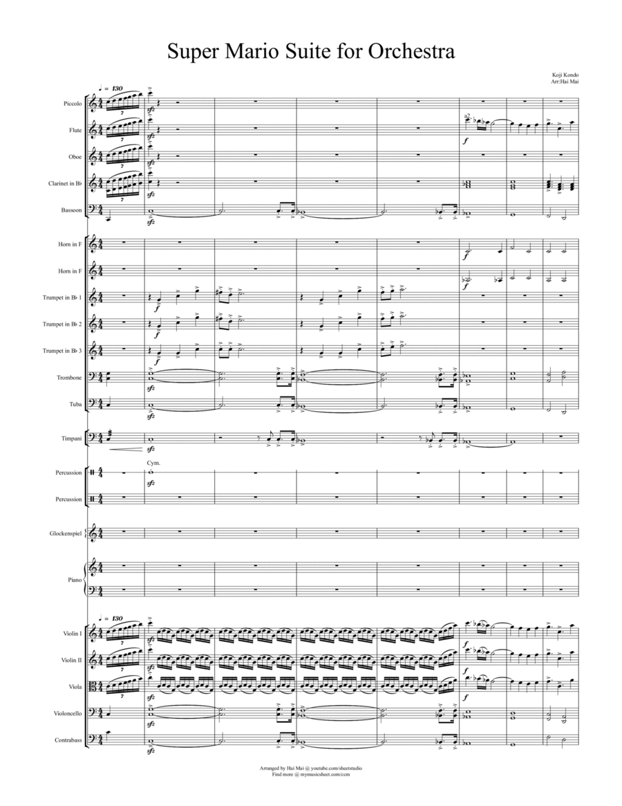 Super Mario Bros Theme Full Orchestra scores gallery preview page 1