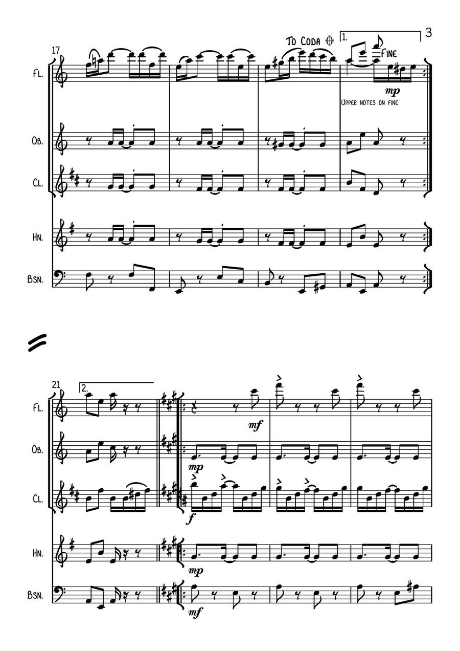 Tico-Tico no Fuba Woodwind Quintet scores gallery preview page 4