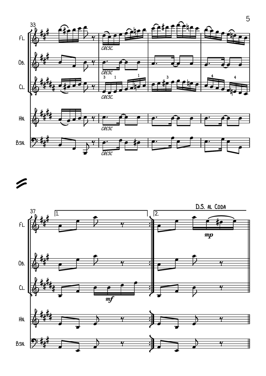Tico-Tico no Fuba Woodwind Quintet scores gallery preview page 6