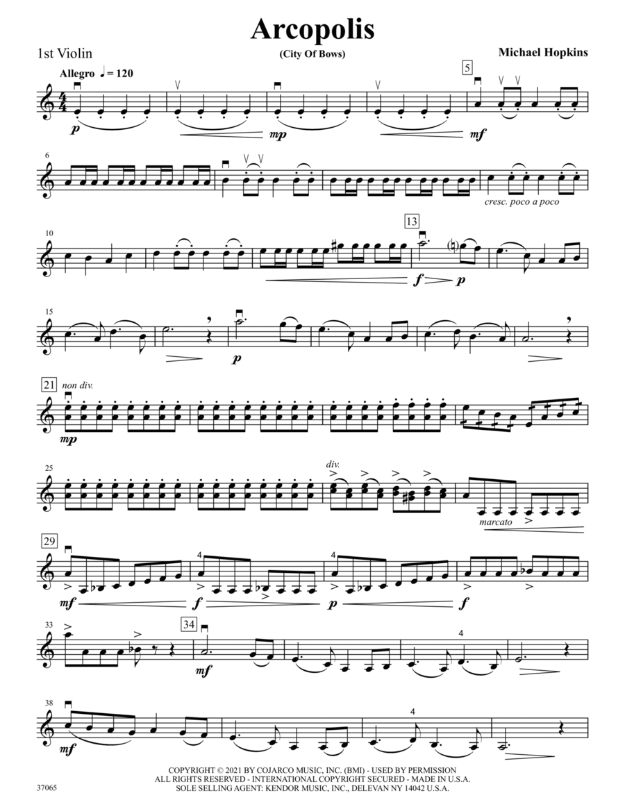 Arcopolis (City Of Bows) - 1st Violin Orchestra scores gallery preview page 1