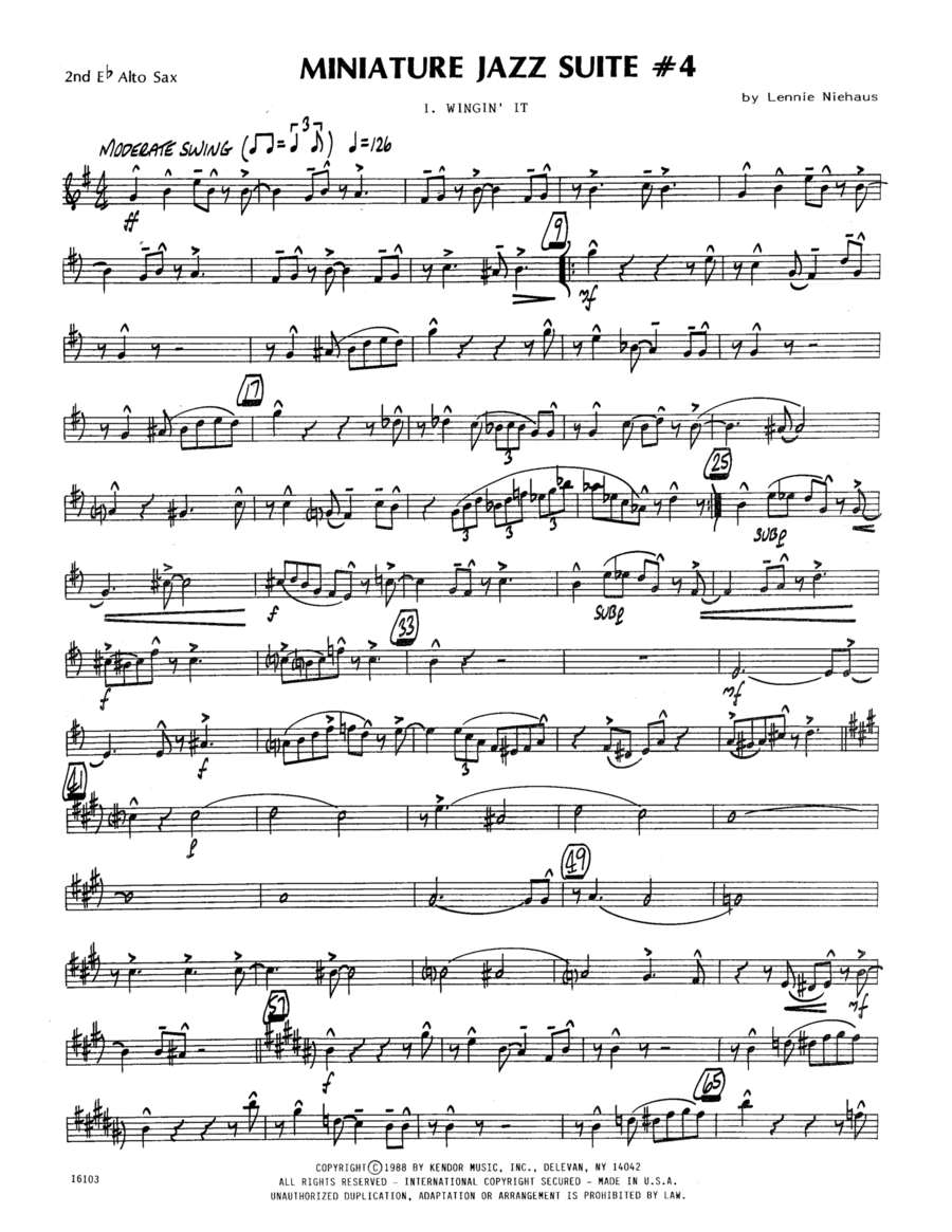 Miniature Jazz Suite #4 - 2nd Eb Alto Saxophone Alto Saxophone scores gallery preview page 1