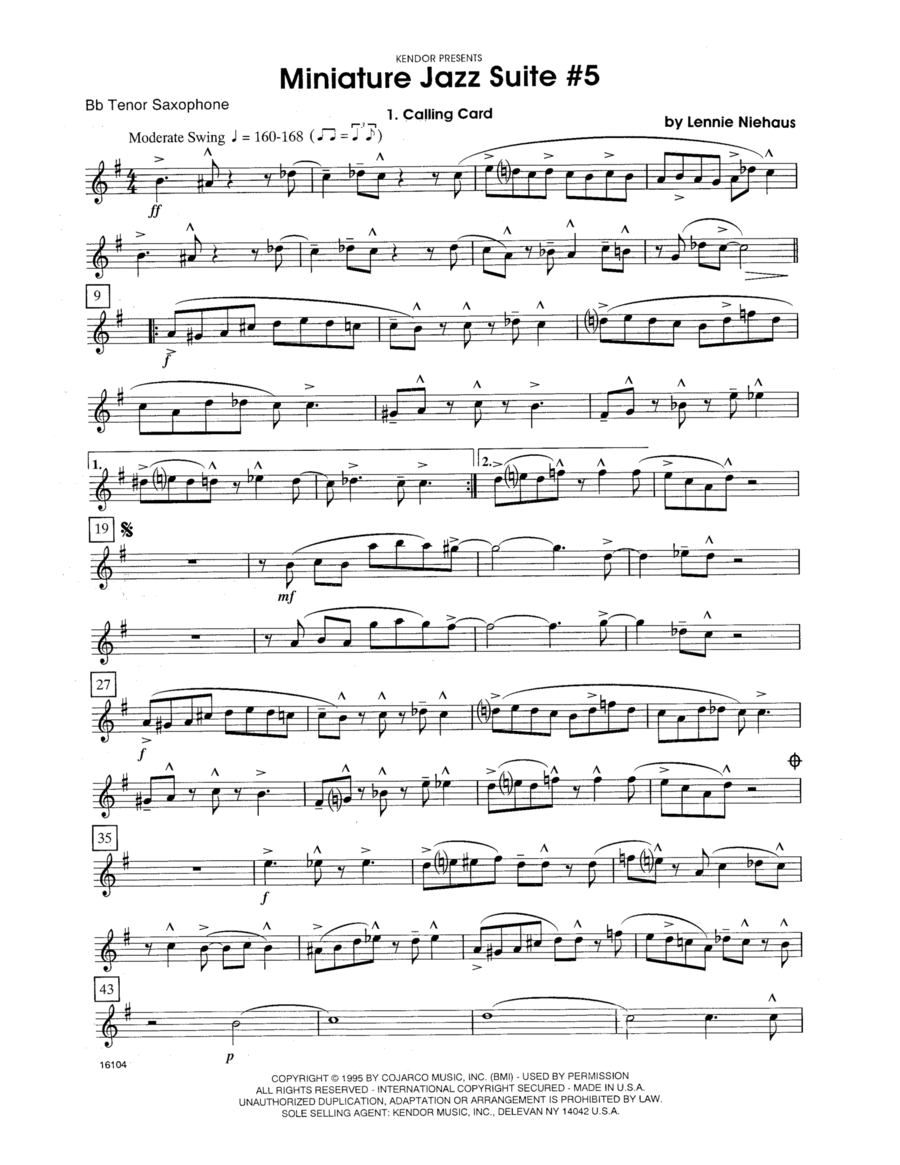 Miniature Jazz Suite #5 - Bb Tenor Saxophone Tenor Saxophone scores gallery preview page 1
