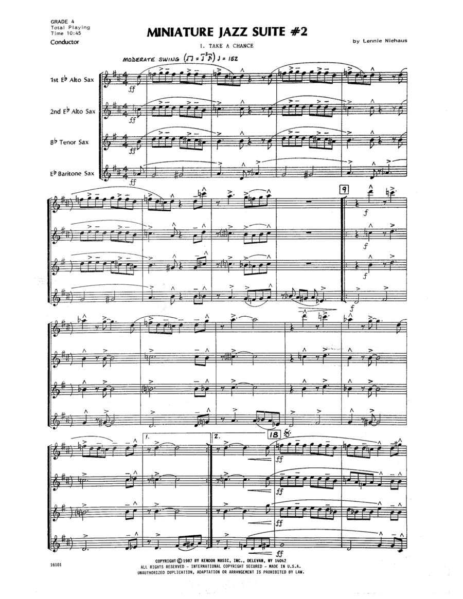 Miniature Jazz Suite #2 - Condensed Score Saxophone scores gallery preview page 1