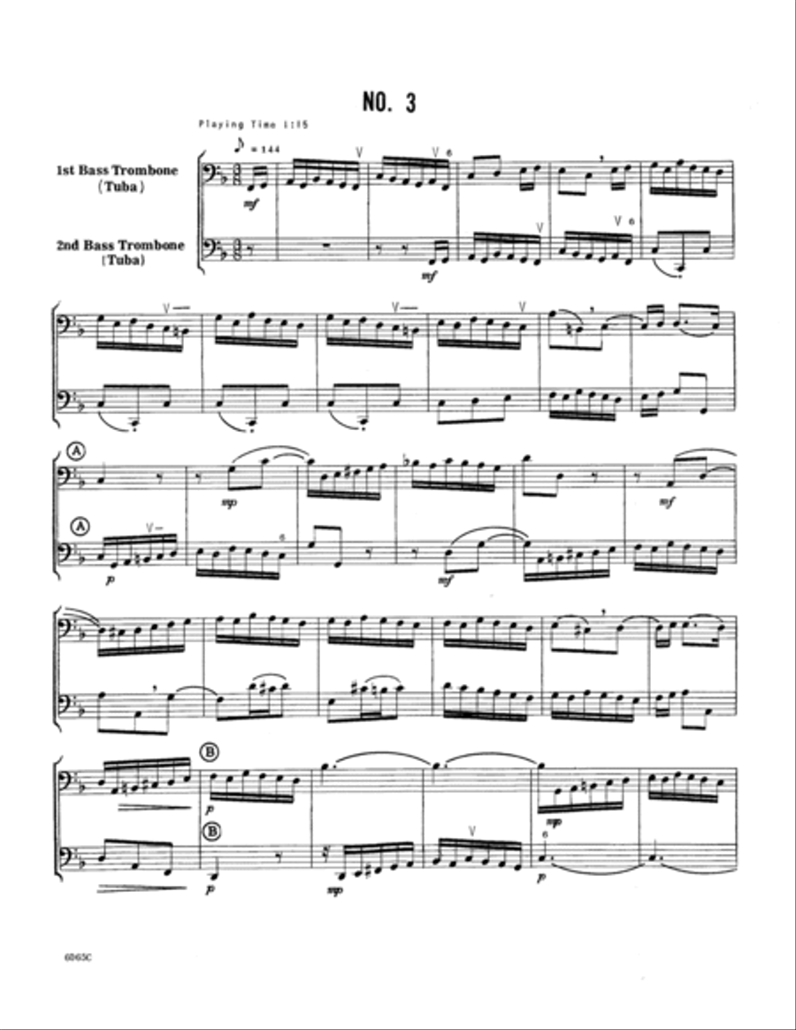 Two Part Inventions No. 1, 3, 12, 15 (arr. Allen Ostrander) Trombone scores gallery preview page 3