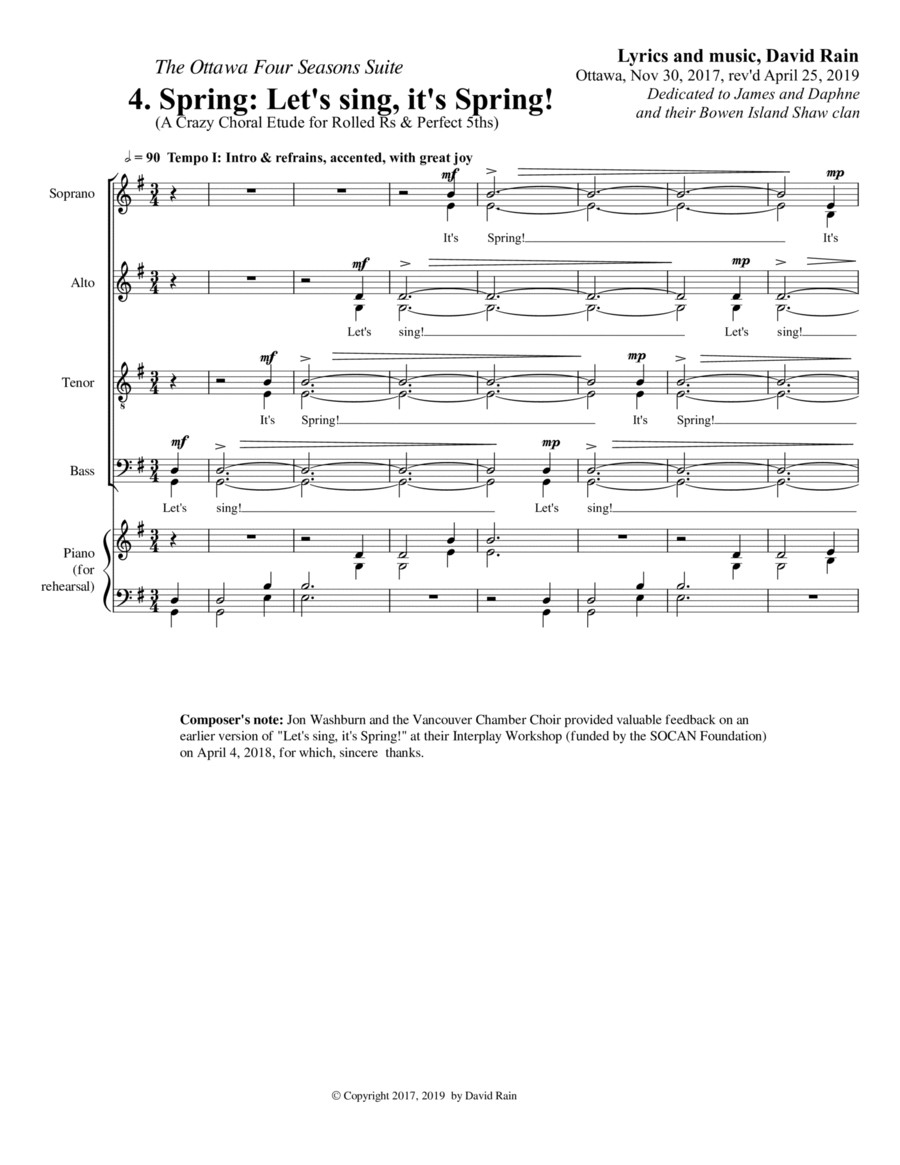 Let's sing, it's Spring! Divisi scores gallery preview page 1