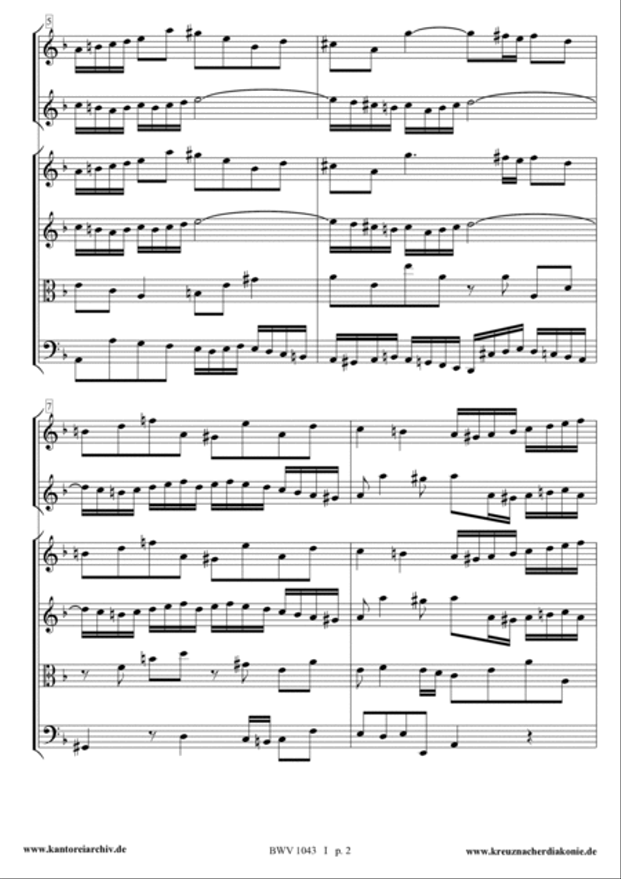 Concerto for 2 Violins in D minor BWV 1043 complete score. String Orchestra scores gallery preview page 2