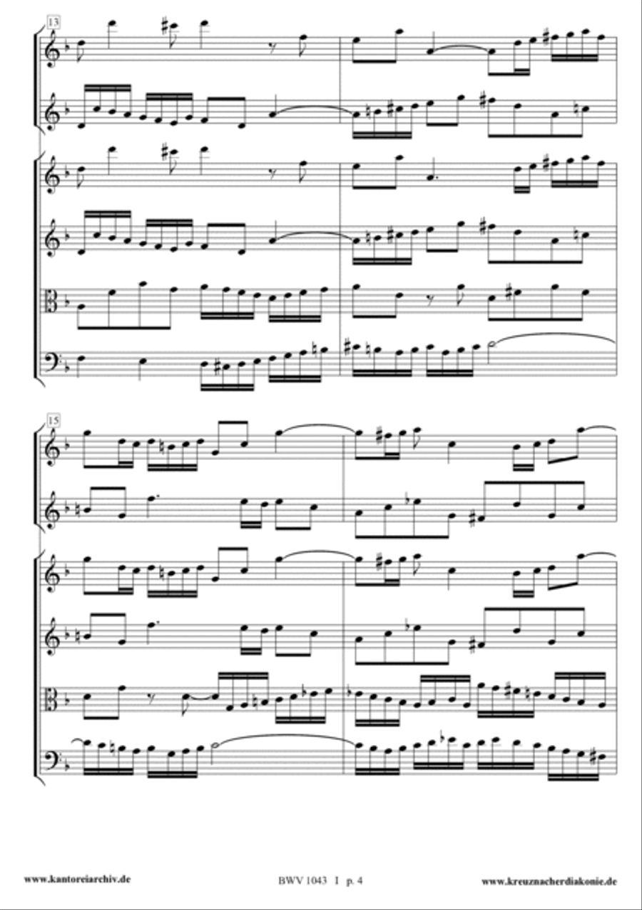 Concerto for 2 Violins in D minor BWV 1043 complete score. String Orchestra scores gallery preview page 4