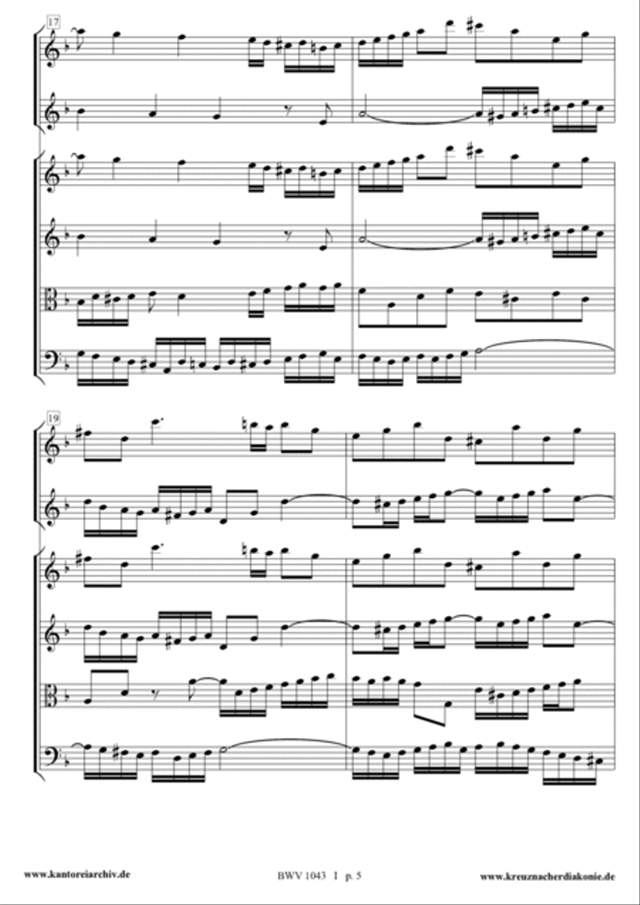 Concerto for 2 Violins in D minor BWV 1043 complete score. String Orchestra scores gallery preview page 5