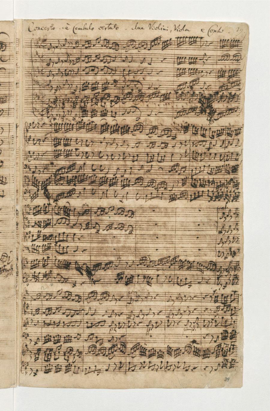 Bach Harpsichord Concerto no. 3 in D major, BWV 1054 Harpsichord scores gallery preview page 1
