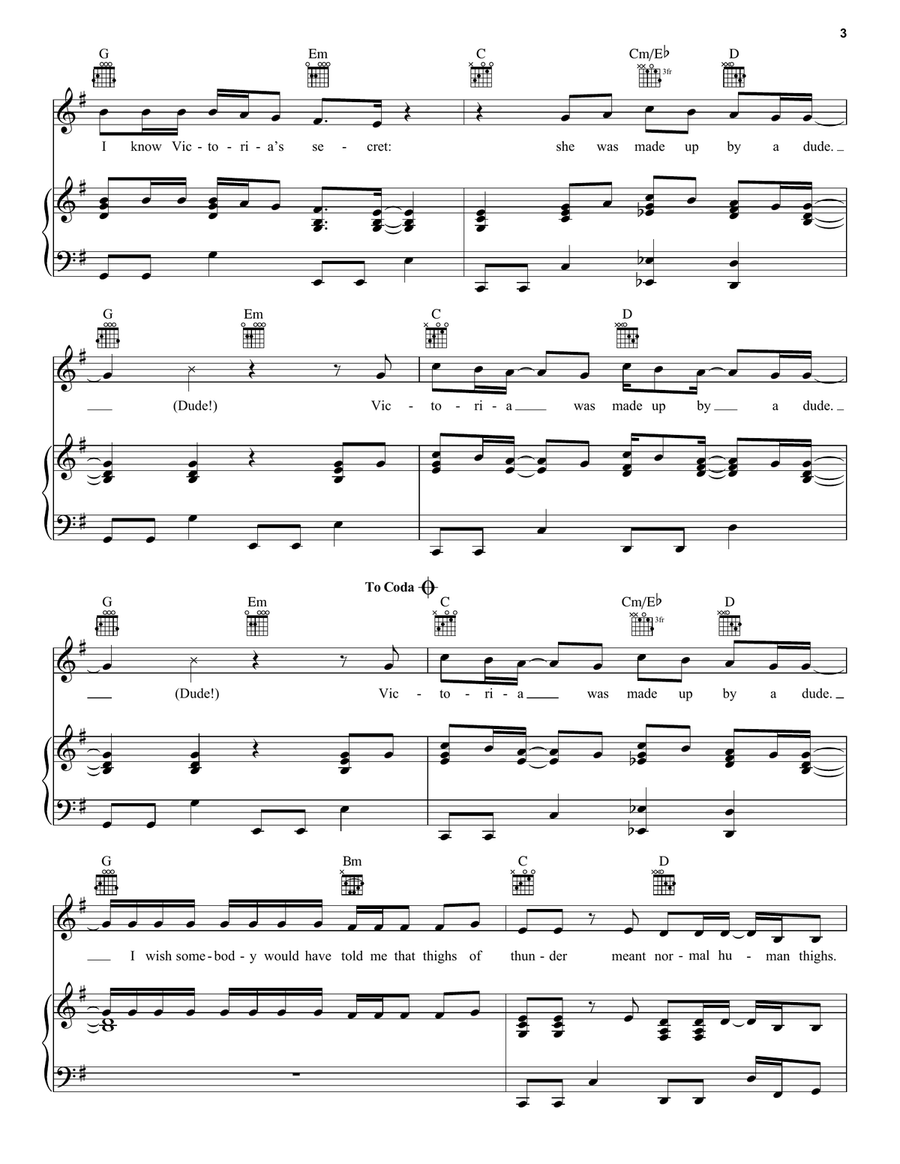 Victoria's Secret Victoria's Secret Piano, Vocal, Guitar scores gallery preview page 3