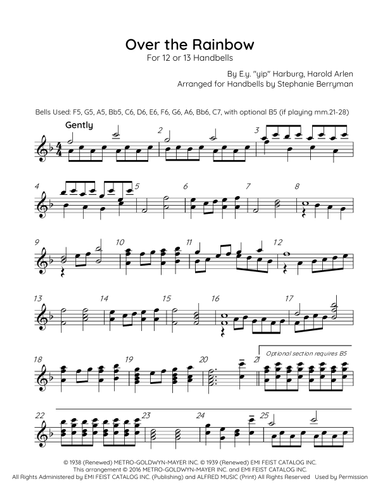 Over The Rainbow - Score Only