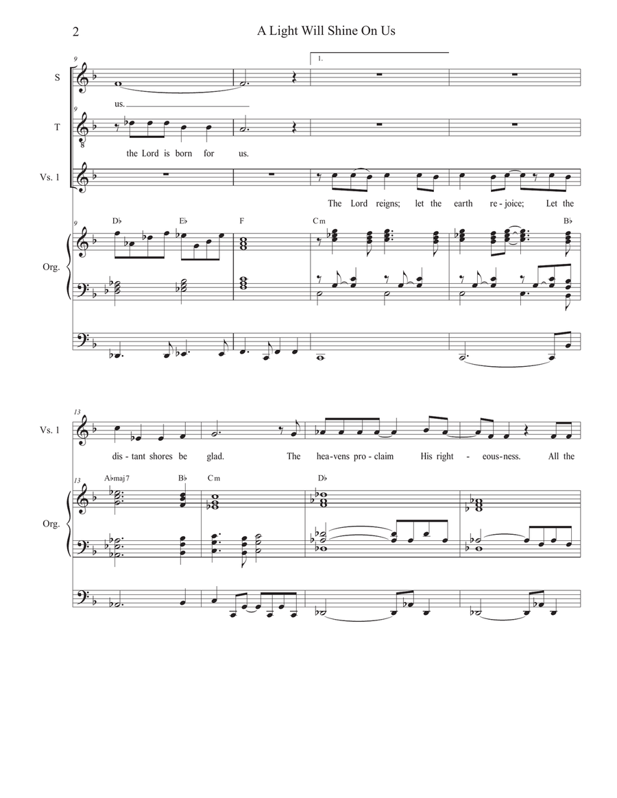 A Light Will Shine On Us (Duet for Soprano and Tenor solo) Tenor Voice scores gallery preview page 2