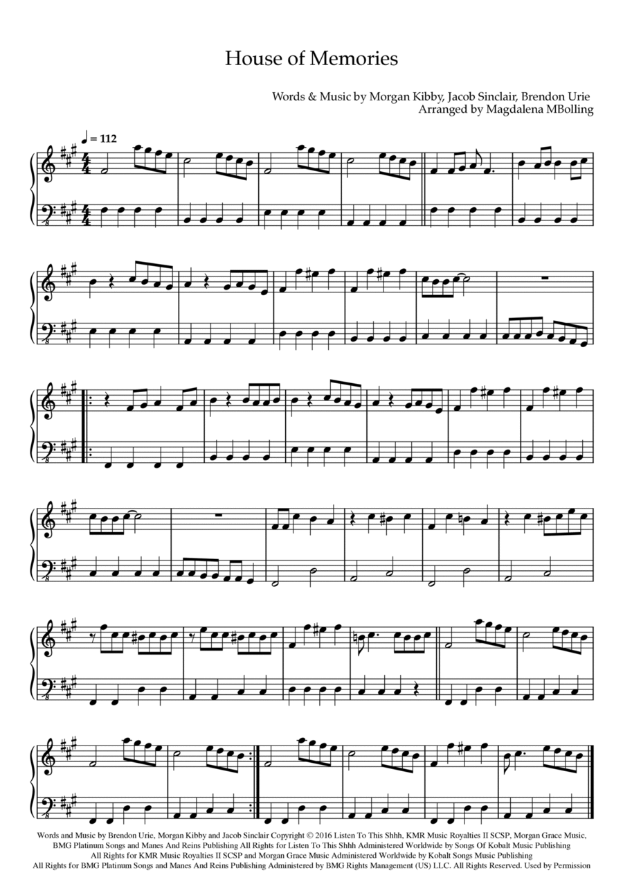 House Of Memories Easy Piano scores gallery preview page 1