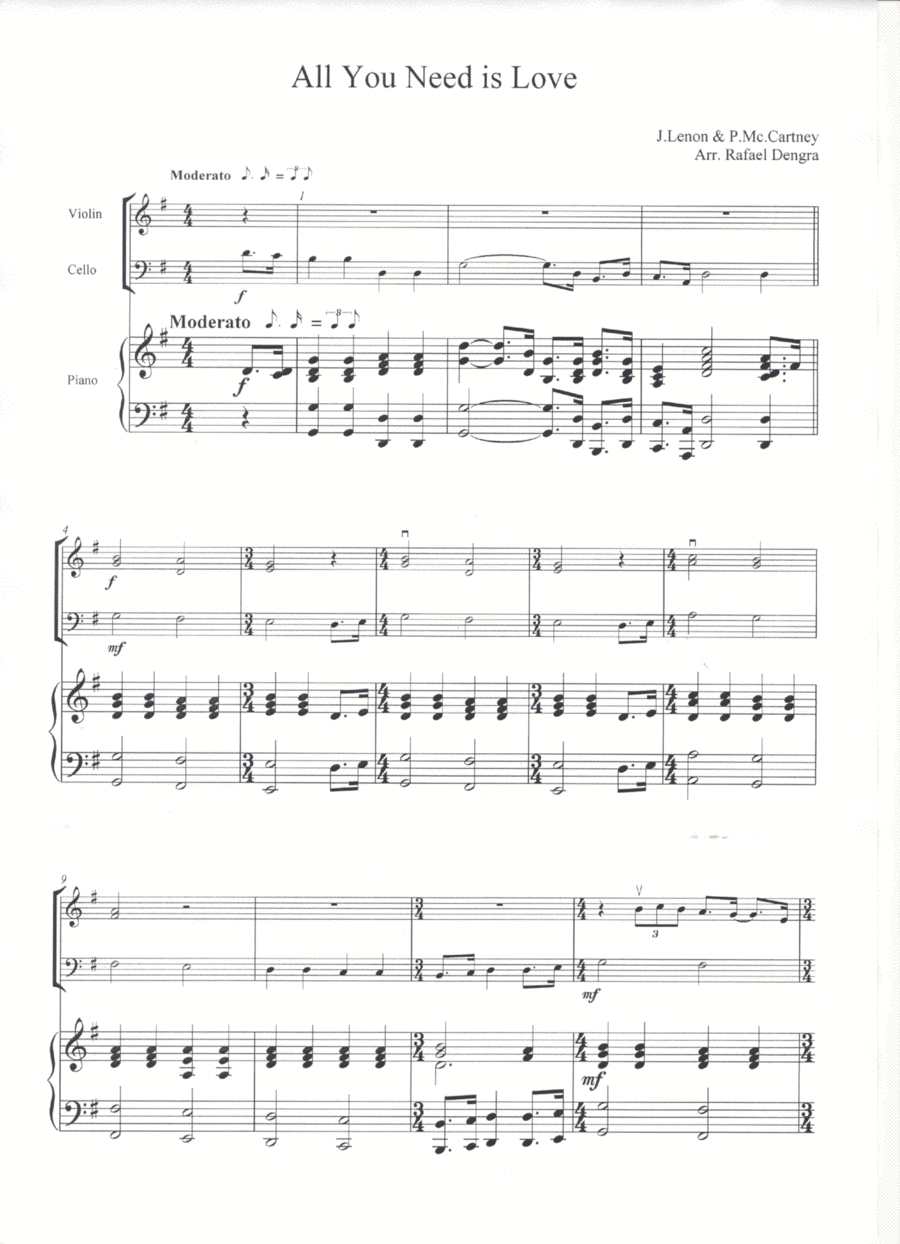 All You Need Is Love Piano Trio scores gallery preview page 1