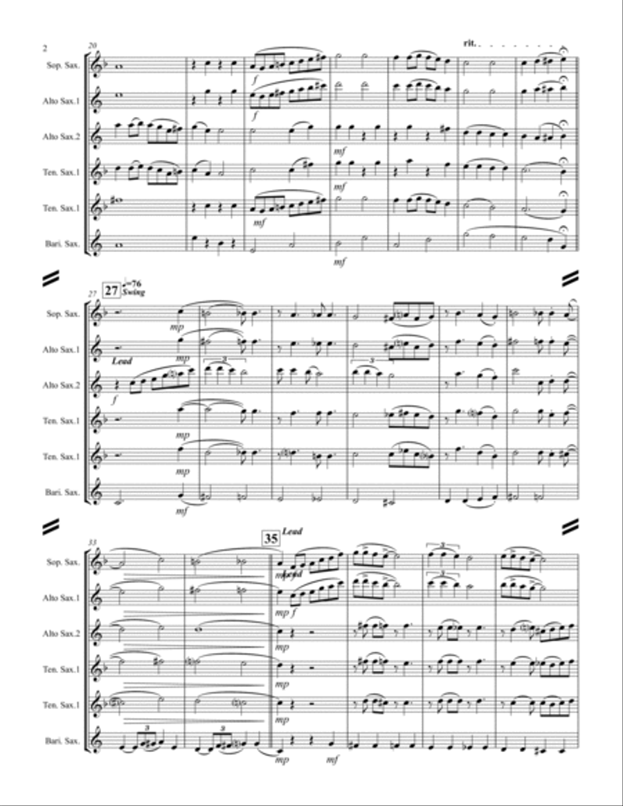 Someone to Watch Over Me (for Saxophone Quintet SATTB or AATTB) SATTB scores gallery preview page 3