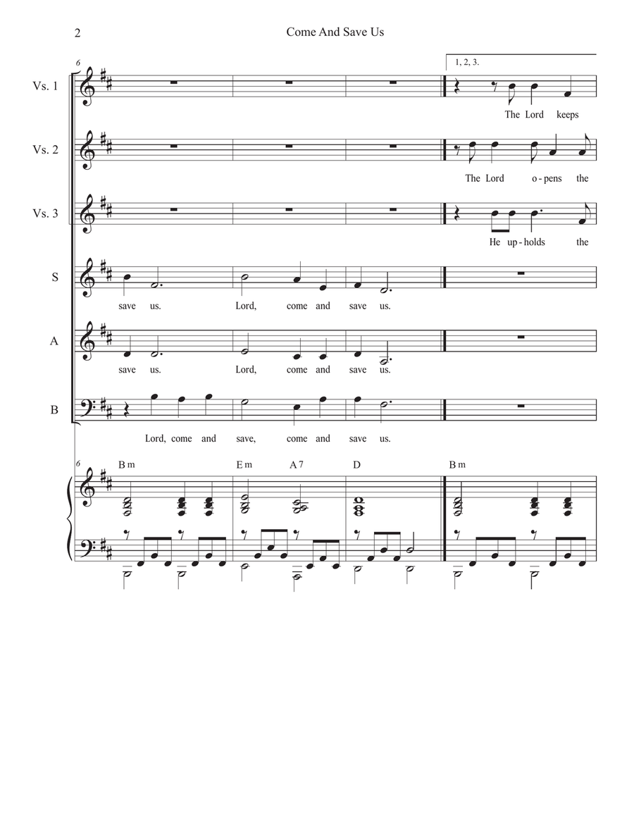Come And Save Us (Vocal Trio - (SAB) 3-Part scores gallery preview page 2